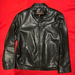 🇨🇦Danier Men’s Small Black Leather Moto Jacket | Genuine Leather Biker | Read